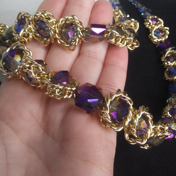 New Eye Candy Los Angeles two strands  statement necklace 14 Kt gold plated - Picture 15 of 16